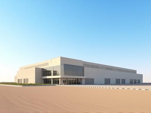 Modern exterior of the Emirates Wool Textiles LLC facility in Dubai